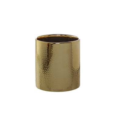 Metallic Pots - Ceramic Metallic Cylinder Pot Brass Gold (13.5x12cmH)