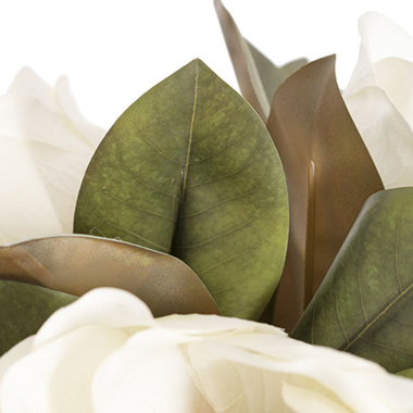 Vase Arrangement Magnolia 3 Stem 3D Real Touch White (30cmH)