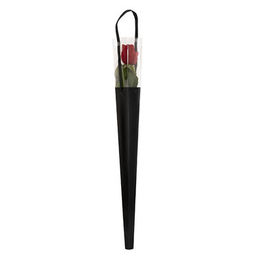 Artificial Roses - Real Touch Red Rose Bud & Cone Black (5.5x65cmH)