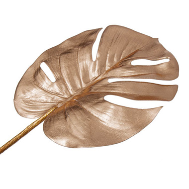Monstera Split Philo Leaf Metallic Rose Gold (59cmH)