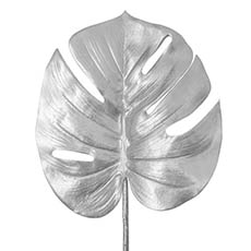 Monstera Split Philo Leaf Metallic Silver (59cmH)
