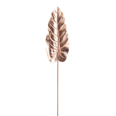 Artificial Metallic Leaves - Monstera Narrow Long Philo Leaf Metallic Rose Gold (84cmH)
