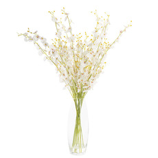 Artificial Flower Arrangements - Vase Arrangement Dancing Lady Orchid White (85cmH)