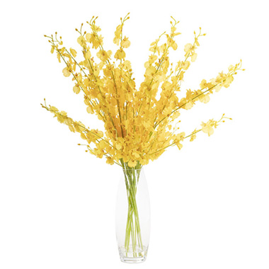 Artificial Flower Arrangements - Vase Arrangement Dancing Lady Orchid Yellow (85cmH)