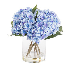 Artificial Flower Arrangements - Vase Arrangement Hydrangea French Blue (27cmH)