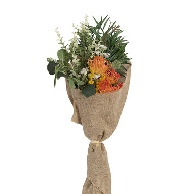 Artificial Flower Arrangements - Australian Mixed Native Flower Bouquet Orange (50cmH)