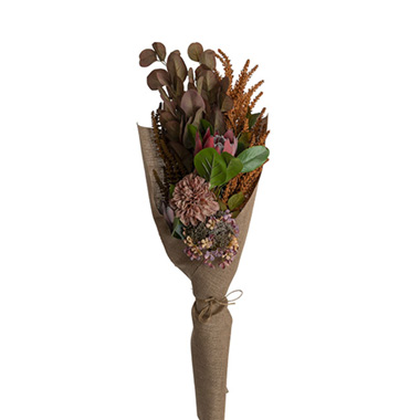 Artificial Flower Arrangements - Australian Protea Dried Look Flower Bouquet Brown (95cmH)