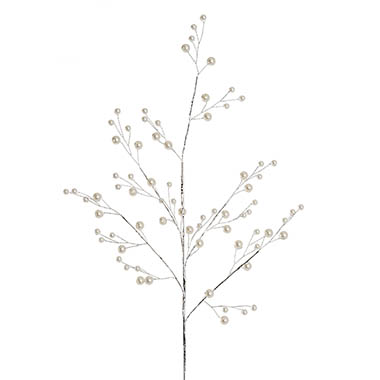 Beaded Picks & Sprays - Ivory Pearl Spray Silver (70cmH)