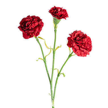 Artificial Carnation - Carnation Ruffle 3 Head Spray Dark Red (61cmH)