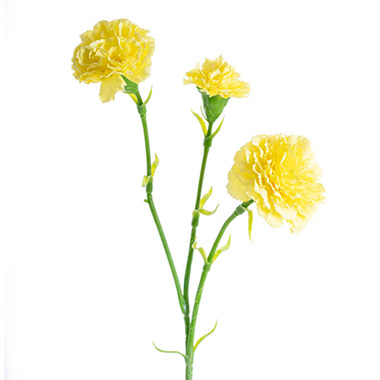 Artificial Carnation - Carnation Ruffle 3 Head Spray Yellow (61cmH)