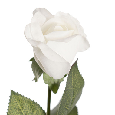 Artificial Roses - Siena Real Touch Rose Bud White (60cmH)