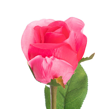  - Siena Silk Rose Large Bud Half Open Hot Pink (66cmH)