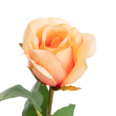 Artificial Roses - Siena Silk Rose Large Bud Half Open Peach (66cmH)