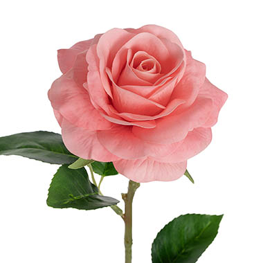 Artificial Roses - Miller Rose Open Real Touch Coral Pink (9cmDx57cmH)