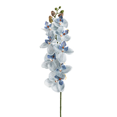 Artificial Orchids - Phalaenopsis Orchid Real Look 8 Flowers White Blue (78cmH)