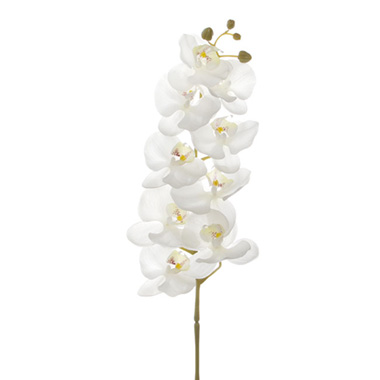 Artificial Orchids - Phalaenopsis Orchid Real Touch 9 flowers White (100cmH)