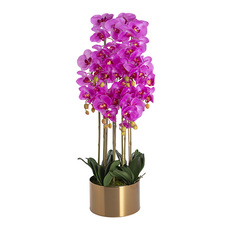 Artificial Orchids - Artificial Grand Orchid Pot Plant 8 Stem Purple (90cmH)