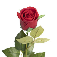 Artificial Roses - Siena Real Touch Rose Half Open Bud Red (65cmH)