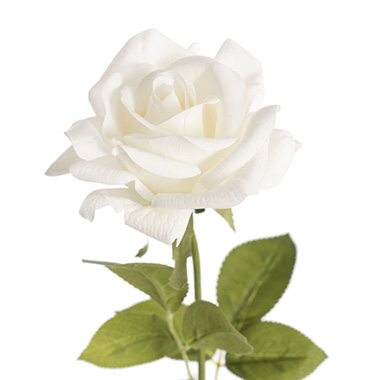 Artificial Roses - Siena Real Touch Rose Full Bloom White (60cmH)