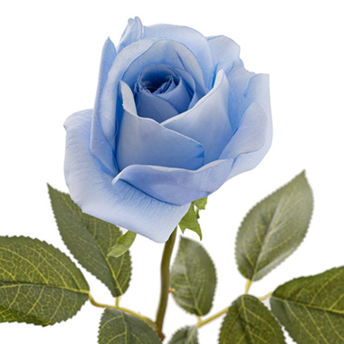  - Siena Real Touch Rose Half Open Bud Soft Blue (60cmH)