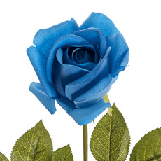 Artificial Roses - Siena Real Touch Rose Half Open Bud Blue (60cmH)