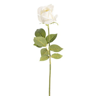 Siena Real Touch Rose Half Open Bud White (60cmH)