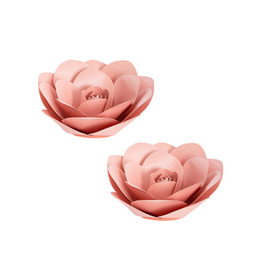 Flower Heads - Rose Paper Wall Flower Pack 2 Blush Pink (20cmD)