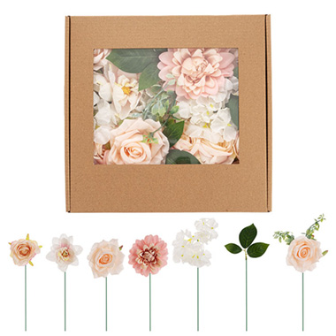 Flower Heads - DIY Hydrangea & Dahlia Arrangement Box Pink (26x25x6cmH)