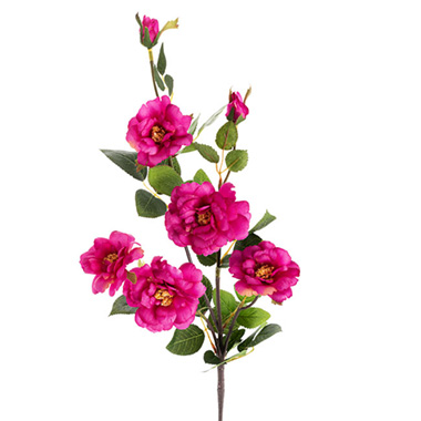Artificial Roses - Iceland Rose Spray x 7 Head Fuchsia (72cmH)