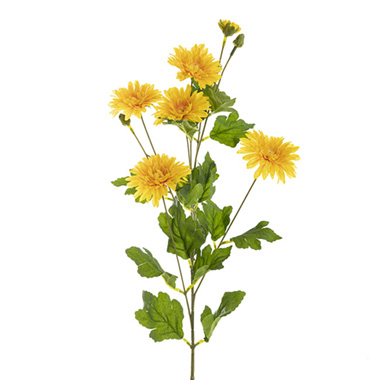 Other Artificial Flowers - Chrysanthemum x 9 Head Spray Yellow (83cmH)