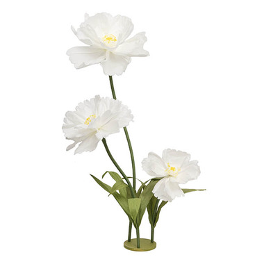 Artificial Paper Flowers - Giant Paper Flower Cosmos w Base Set 3 White (130cmH)