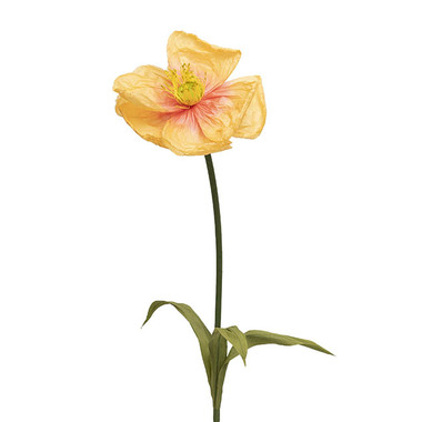 Artificial Paper Flowers - Large Paper Flower Poppy Stem Orange (25cmDx115cmH)