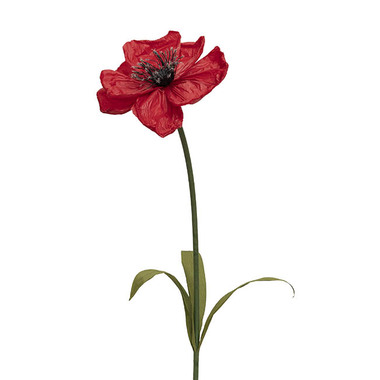 Artificial Paper Flowers - Large Paper Flower Poppy Stem Red (25cmDx115cmH)