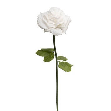 Artificial Paper Flowers - Large Romantic Paper Flower Rose Stem White (30cmDx130cmH)