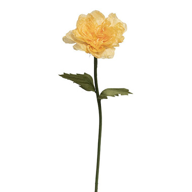 Artificial Paper Flowers - Large Paper Flower Zinnia Stem Yellow (35cmDx110cmH)