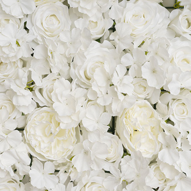 Rose Peony Hydrangea Flower Wall Roll White (200x52cmH)