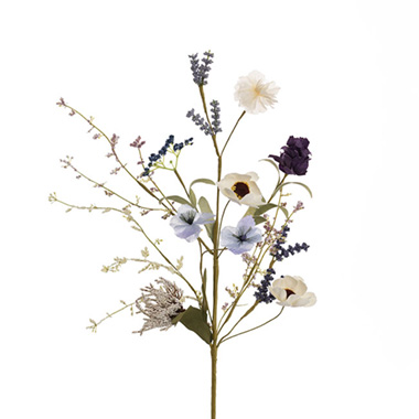  - Cosmos & Field Flower Spray Blue & Cream (50cmH)