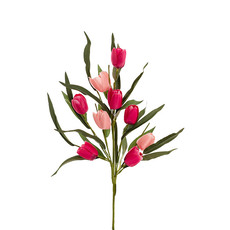 Artificial Tulips - Tulip & Eucalyptus Spray Mixed Pink (50cmH)