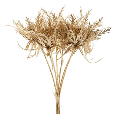 Artificial Metallic Flowers - Thistle Flower Bouquet Metallic Gold (31cmH)