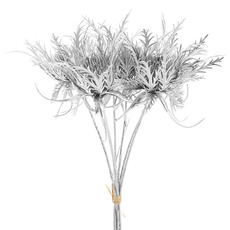 Artificial Metallic Flowers - Thistle Flower Bouquet Metallic Silver (31cmH)