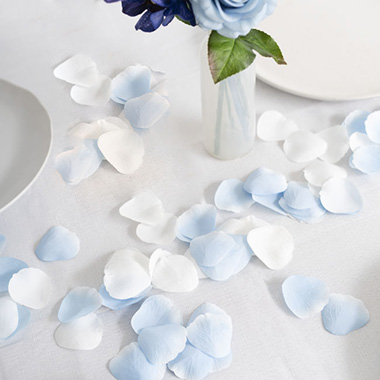 Rose Petals White & Soft Blue Mix 5cmD (600PC Bag)