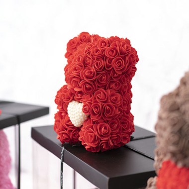 Sweet Rose Bear with Pearl Heart Red (25cmH)