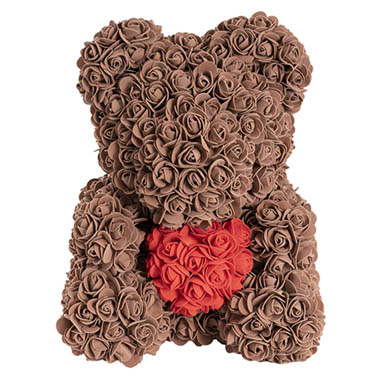Rose Bear Ted w Red Heart Chocolate (35cmH)