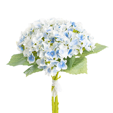 Artificial Hydrangea Bouquets - Mini Hydrangea Elizabeth Bouquet White Blue (32cmH)