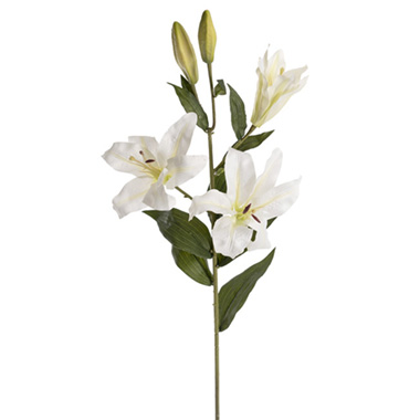  - Artificial Large Tiger Lily 5 Head White (99cmH)