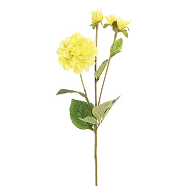 Other Artificial Flowers - Barla Zinnia Spray Soft Yellow (67cmH)