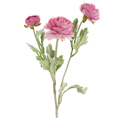 Artificial Ranunculus - Buttercup Ranunculus Spray x3 Dusty Pink (52cmH)