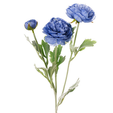 Artificial Ranunculus - Buttercup Ranunculus Spray x3 French Blue (52cmH)