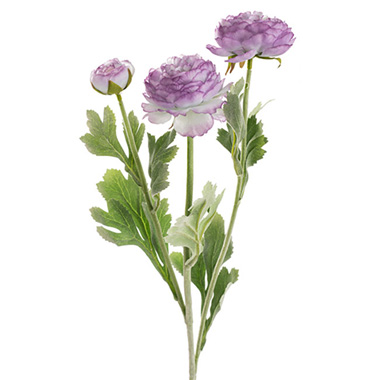 Artificial Ranunculus - Buttercup Ranunculus Spray x3 Soft Purple (52cmH)