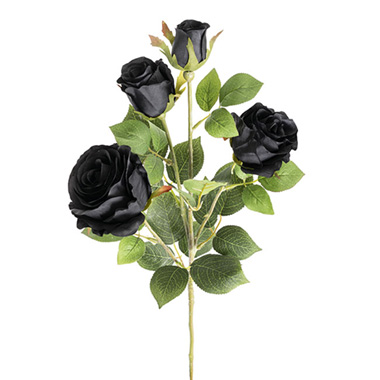 Artificial Roses - Gardenia Rose Spray Black (78cmH)